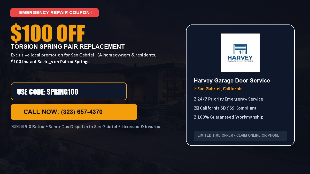 $100 OFF Heavy-Duty Torsion Spring Pair Replacement in San Gabriel, CA