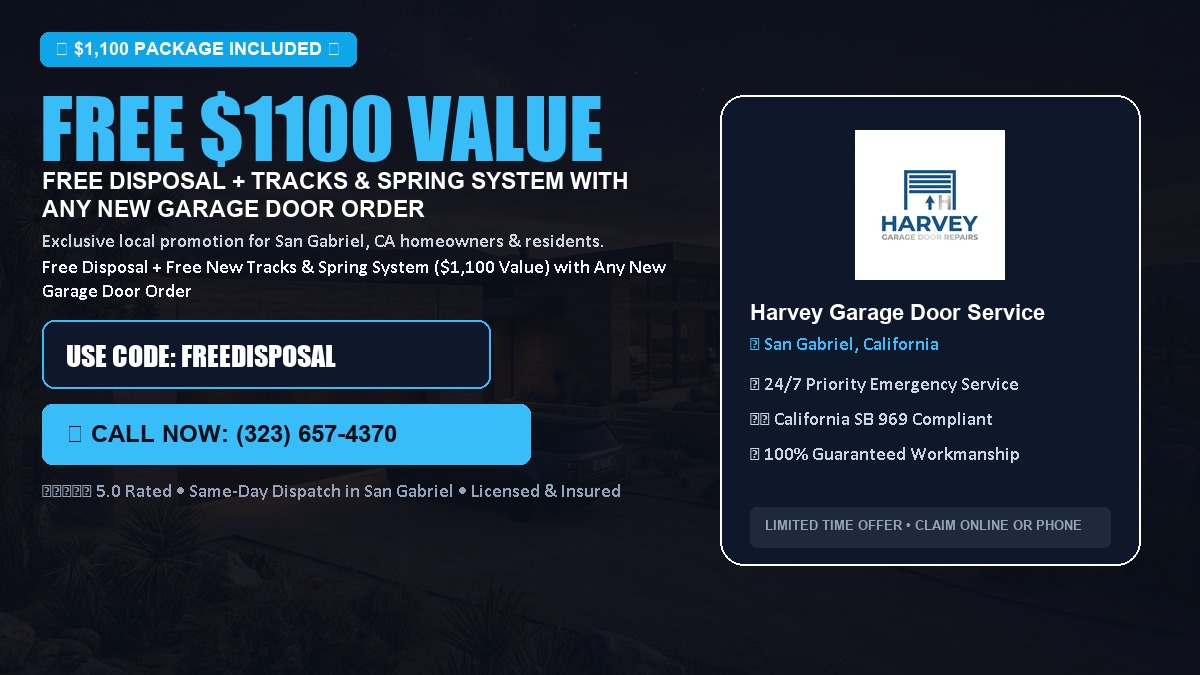 Free Disposal + Free New Tracks & Spring System with Any New Garage Door Order ($1100 Value) in San Gabriel, CA